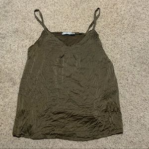 Olive green silk tank top